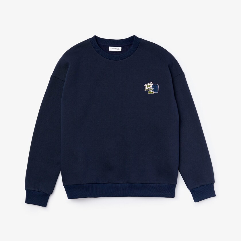 Moletons Azul Marinho Azuis Feminino Lacoste Crew Neck Badge Fleece GX6-49144A7