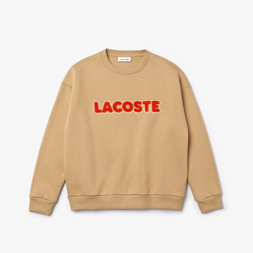 Moletons Bege Feminino Lacoste Crew Neck Embroidered Fleece XZ0-86798G9
