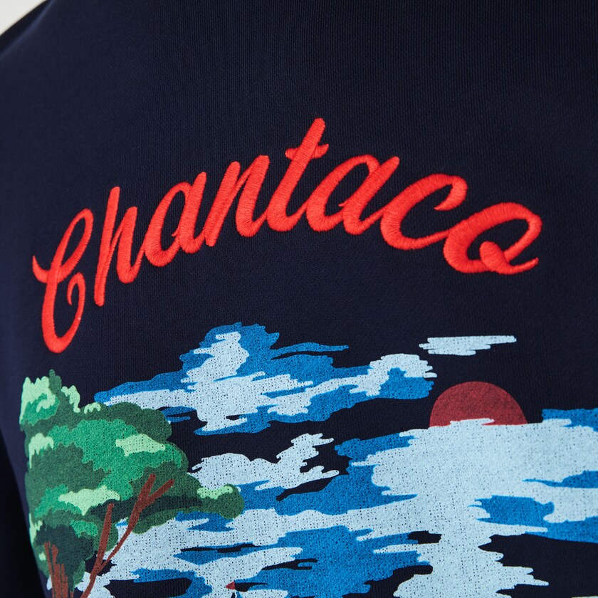 Moletons Azul Marinho Azuis Vermelhas Masculino Lacoste Crew Neck Landscape Print Fleece MJ6-32573A5