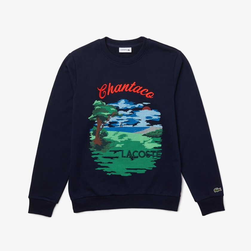 Moletons Azul Marinho Azuis Vermelhas Masculino Lacoste Crew Neck Landscape Print Fleece MJ6-32573A5