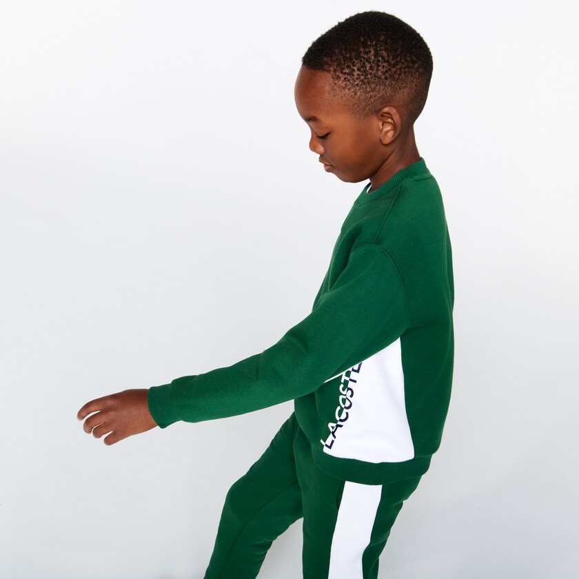 Moletons Verdes Branco Criança Lacoste Crewneck Fleece KN6-66836W3