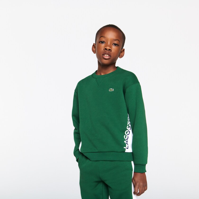 Moletons Verdes Branco Criança Lacoste Crewneck Fleece KN6-66836W3