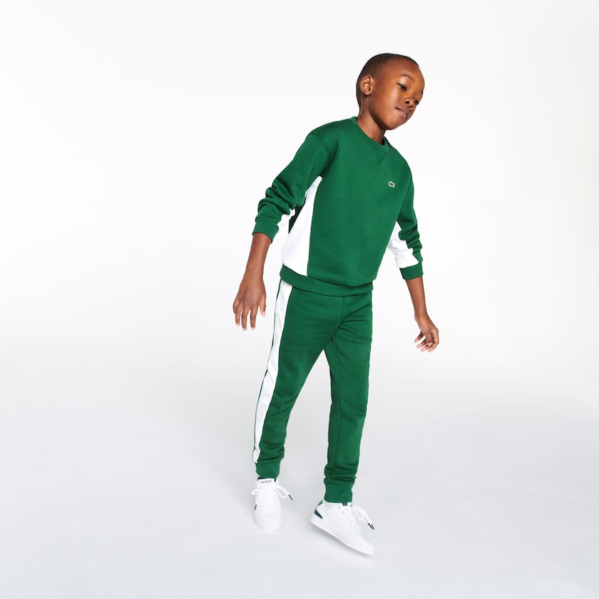 Moletons Verdes Branco Criança Lacoste Crewneck Fleece KN6-66836W3
