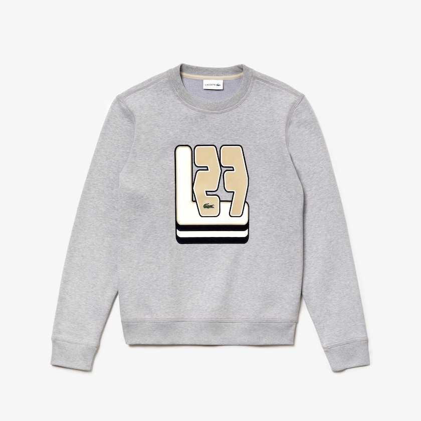 Moletons Cinzentas Masculino Lacoste Crewneck L27-Print Cotton Blend QH6-94229L7