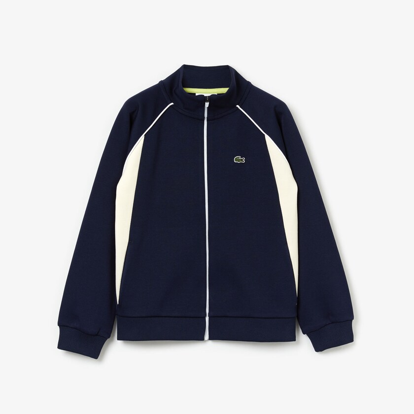Moletons Azul Marinho Azuis Branco Criança Lacoste Full-Zip Contrast Side Panels Fleece HX8-98339H9
