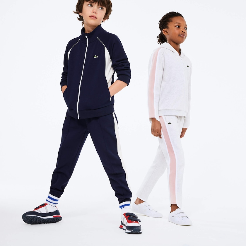 Moletons Azul Marinho Azuis Branco Criança Lacoste Full-Zip Contrast Side Panels Fleece HX8-98339H9