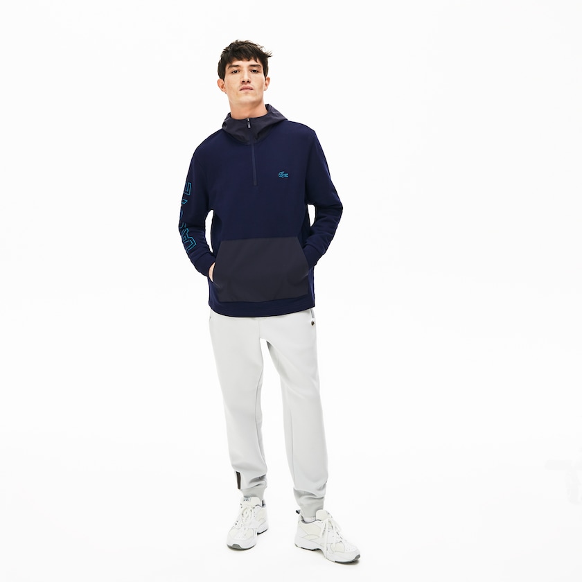Moletons Azul Marinho Azuis Cinzentas Escuro Masculino Lacoste Hooded Color-Block Zip Up UP0-36413X3