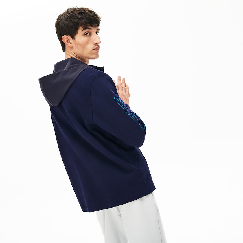 Moletons Azul Marinho Azuis Cinzentas Escuro Masculino Lacoste Hooded Color-Block Zip Up UP0-36413X3