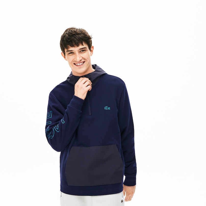 Moletons Azul Marinho Azuis Cinzentas Escuro Masculino Lacoste Hooded Color-Block Zip Up UP0-36413X3