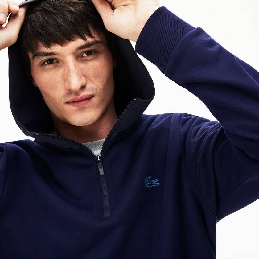 Moletons Azul Marinho Azuis Cinzentas Escuro Masculino Lacoste Hooded Color-Block Zip Up UP0-36413X3