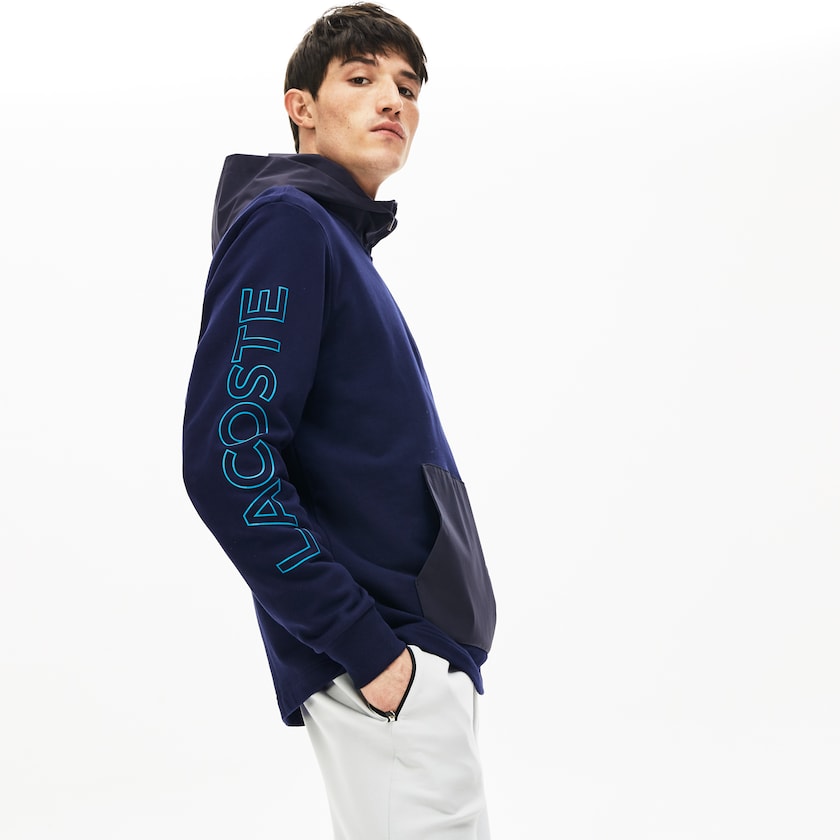 Moletons Azul Marinho Azuis Cinzentas Escuro Masculino Lacoste Hooded Color-Block Zip Up UP0-36413X3