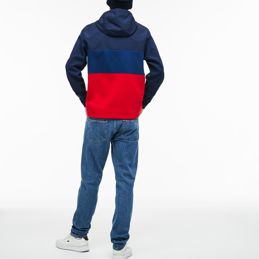 Moletons Azul Marinho Azuis Vermelhas Masculino Lacoste Hooded Colorblock Fleece Jersey YA5-68276N2