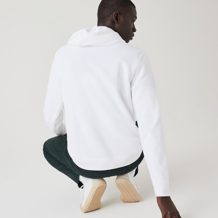 Moletons Branco Masculino Lacoste Hooded Fleece With Printed Logo MF5-68576L1