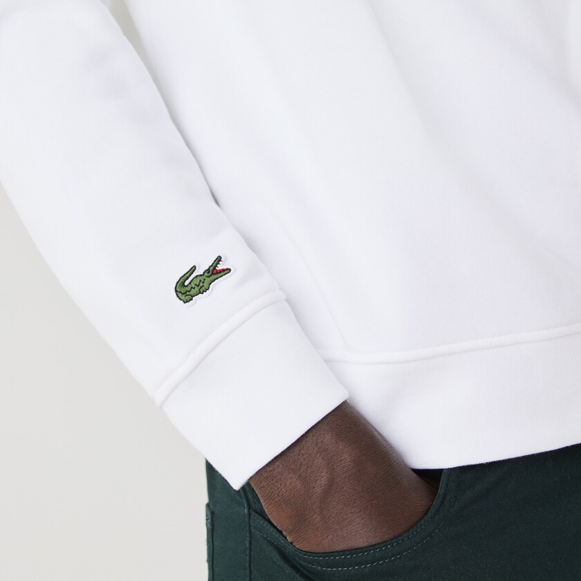 Moletons Branco Masculino Lacoste Hooded Fleece With Printed Logo MF5-68576L1