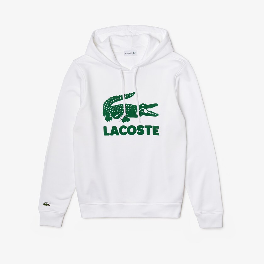 Moletons Branco Masculino Lacoste Hooded Fleece With Printed Logo MF5-68576L1