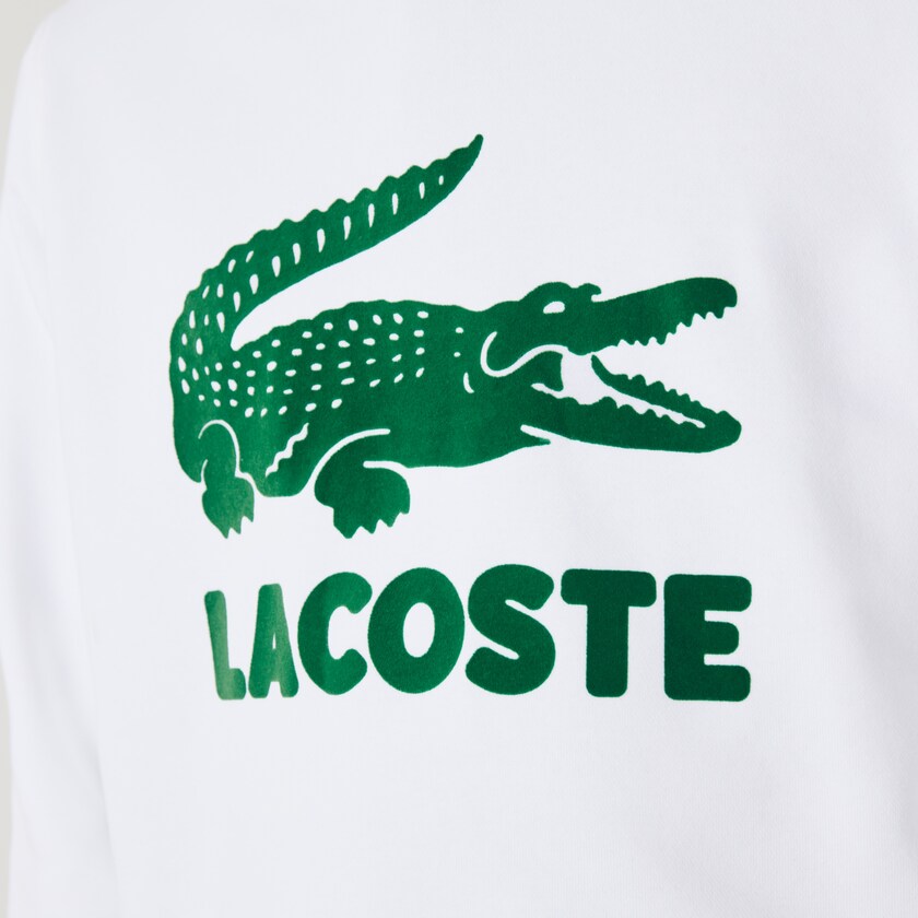 Moletons Branco Masculino Lacoste Hooded Fleece With Printed Logo MF5-68576L1
