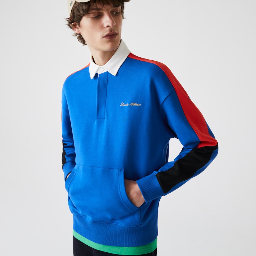 Moletons Azuis Branco Masculino Lacoste LIVE Colorblock Fleece Polo OS4-89298W7