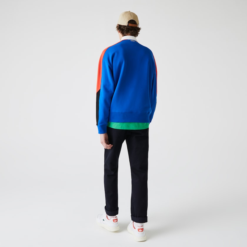 Moletons Azuis Branco Masculino Lacoste LIVE Colorblock Fleece Polo OS4-89298W7