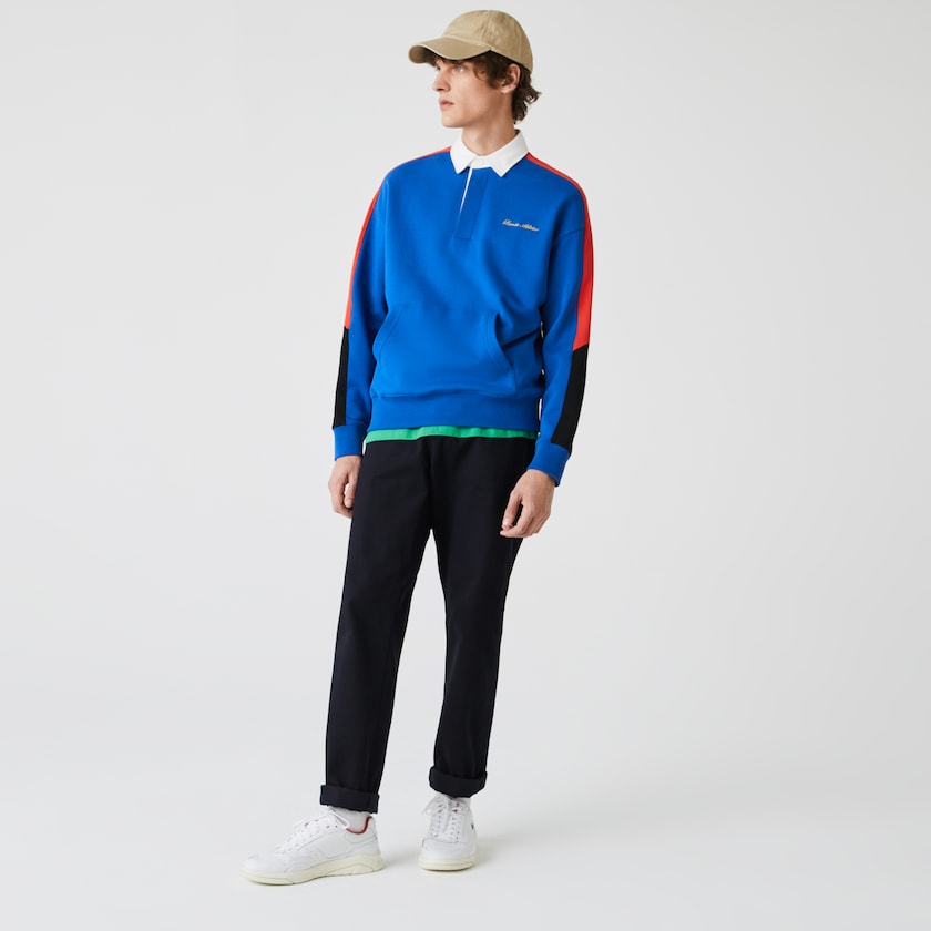 Moletons Azuis Branco Masculino Lacoste LIVE Colorblock Fleece Polo OS4-89298W7