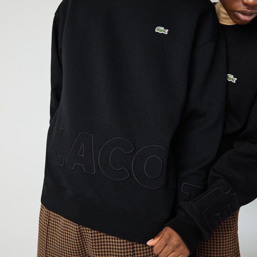 Moletons Pretas Masculino Lacoste LIVE Crew Neck Embroidered Cotton Blend VW2-86038H9