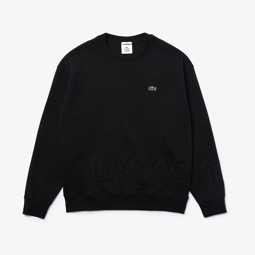 Moletons Pretas Masculino Lacoste LIVE Crew Neck Embroidered Cotton Blend VW2-86038H9