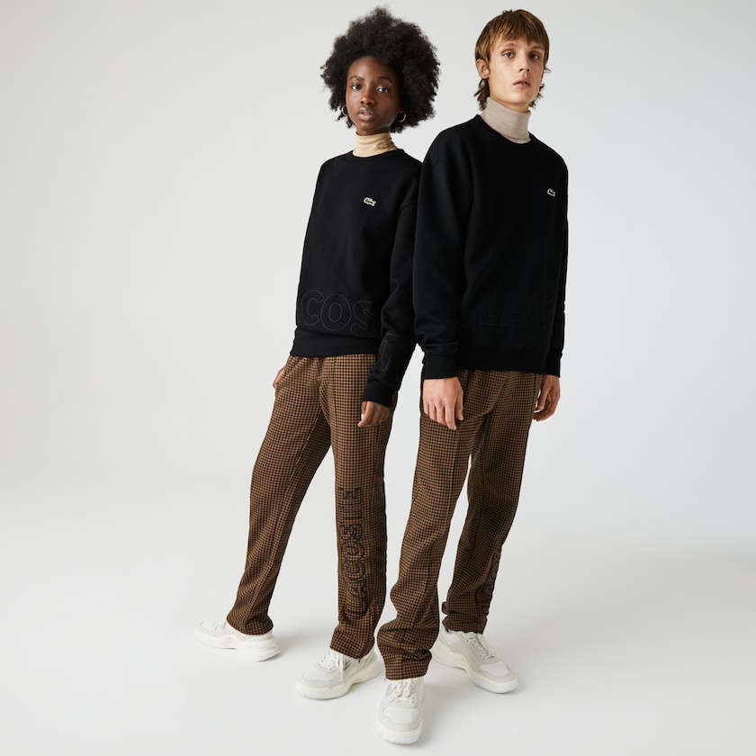 Moletons Pretas Masculino Lacoste LIVE Crew Neck Embroidered Cotton Blend VW2-86038H9