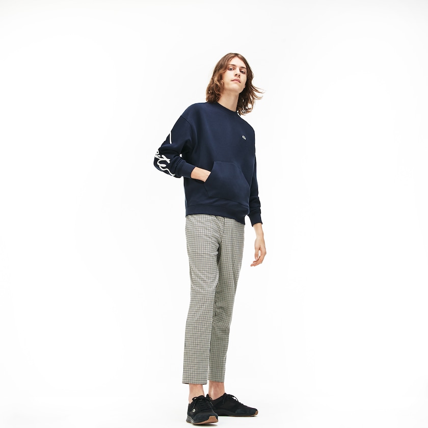 Moletons Azuis Branco Masculino Lacoste LIVE Crew Neck Embroidered Fleece IY1-49454N8