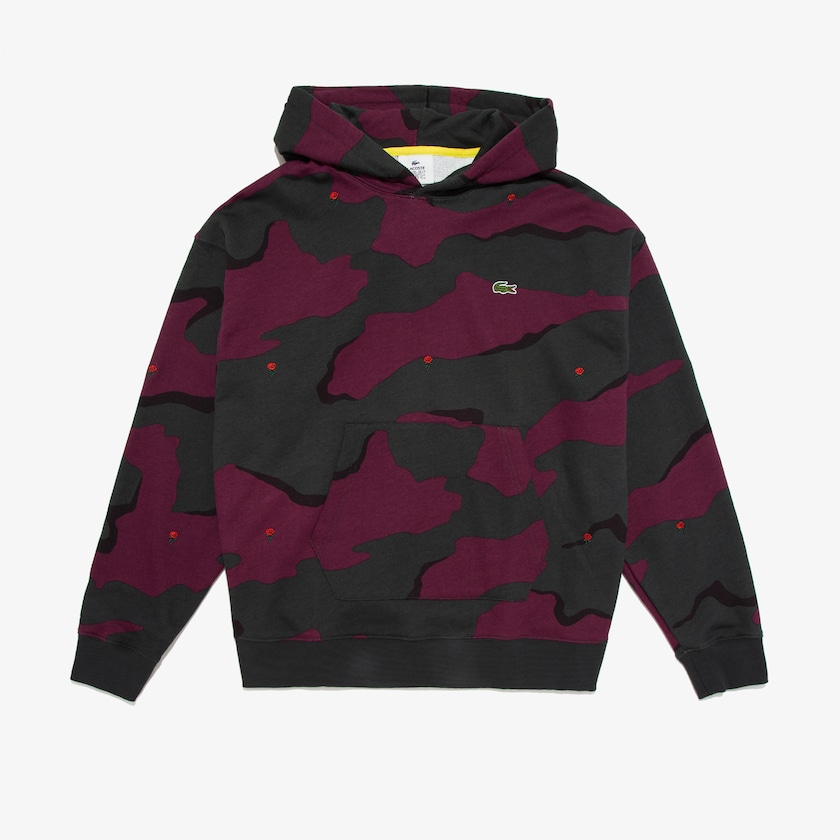 Moletons Verdes Branco Masculino Lacoste LIVE Hooded Camo Print Fleece BQ4-20212T1