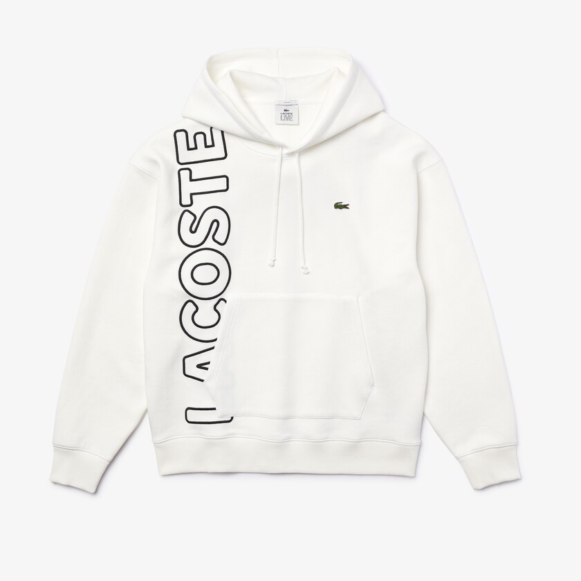 Moletons Branco Pretas Masculino Lacoste LIVE Hooded Embroidered Cotton Blend VY9-96899O3