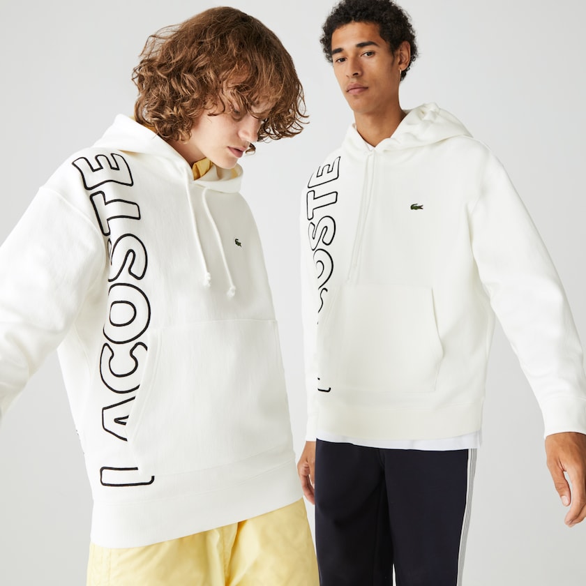 Moletons Branco Pretas Masculino Lacoste LIVE Hooded Embroidered Cotton Blend VY9-96899O3