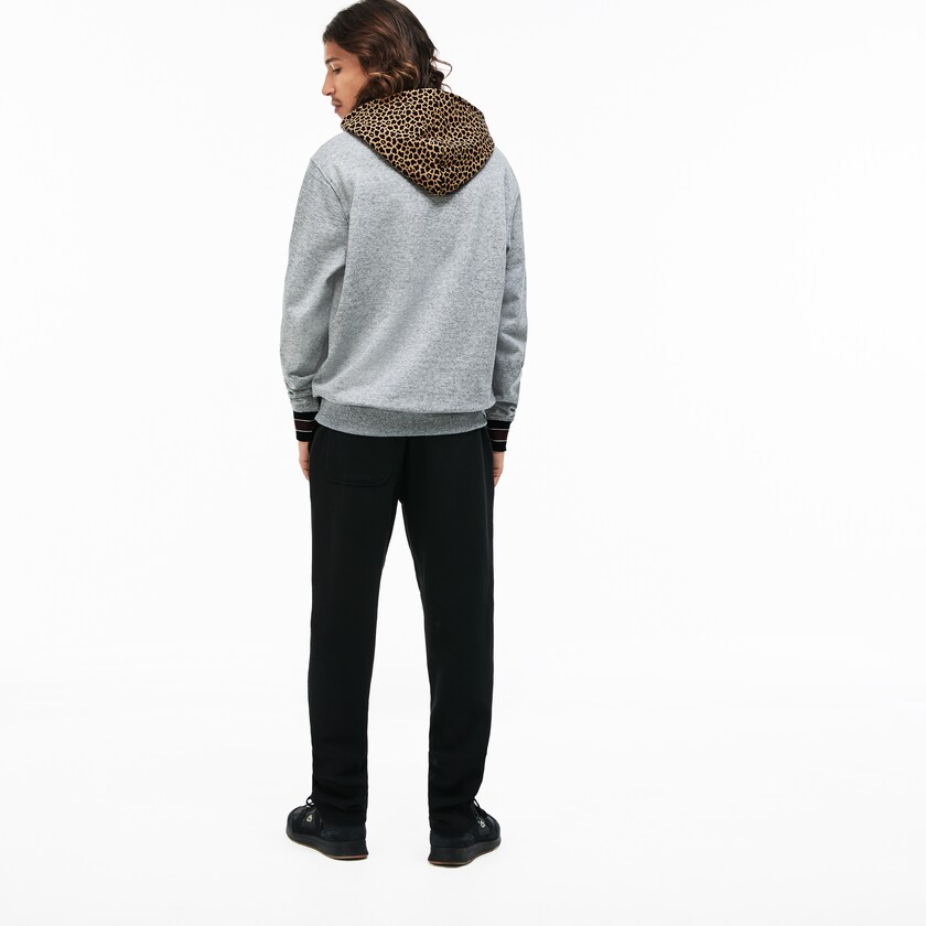 Moletons Cinzentas Branco Masculino Lacoste LIVE Leopard Print Hood Fleece SB3-46964T9