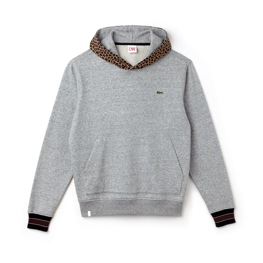 Moletons Cinzentas Branco Masculino Lacoste LIVE Leopard Print Hood Fleece SB3-46964T9