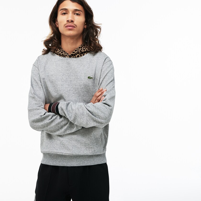 Moletons Cinzentas Branco Masculino Lacoste LIVE Leopard Print Hood Fleece SB3-46964T9