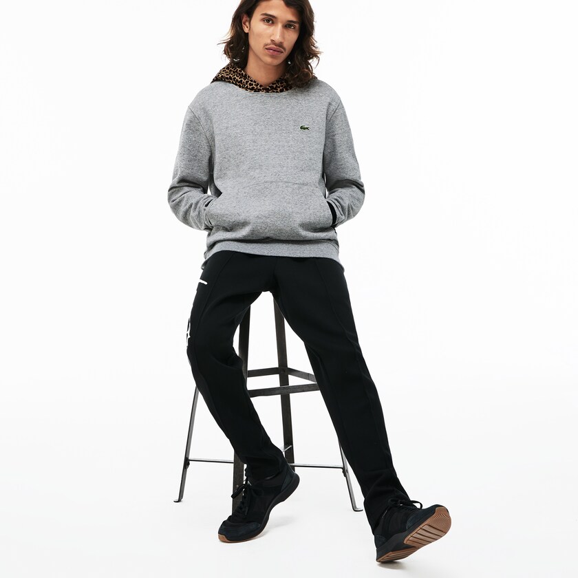 Moletons Cinzentas Branco Masculino Lacoste LIVE Leopard Print Hood Fleece SB3-46964T9