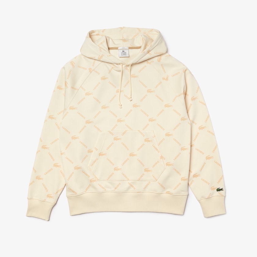 Moletons Bege Feminino Lacoste LIVE Relaxed Fit Hooded Monogram Cotton SL5-07390E2