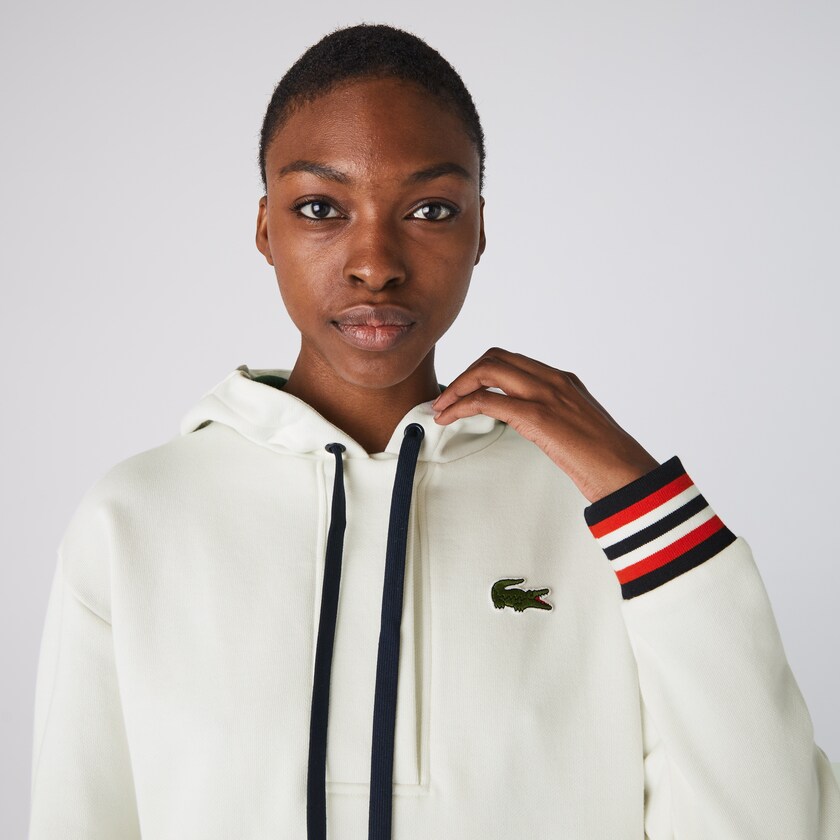 Moletons Branco Feminino Lacoste Made In France Hooded Organic Cotton Fleece YF8-83028H6