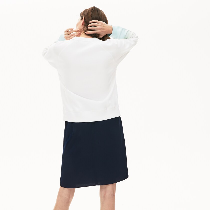 Moletons Turquesa Luz Verdes Branco Feminino Lacoste Made in France Crew Neck Organic Cotton RU5-01200Q5