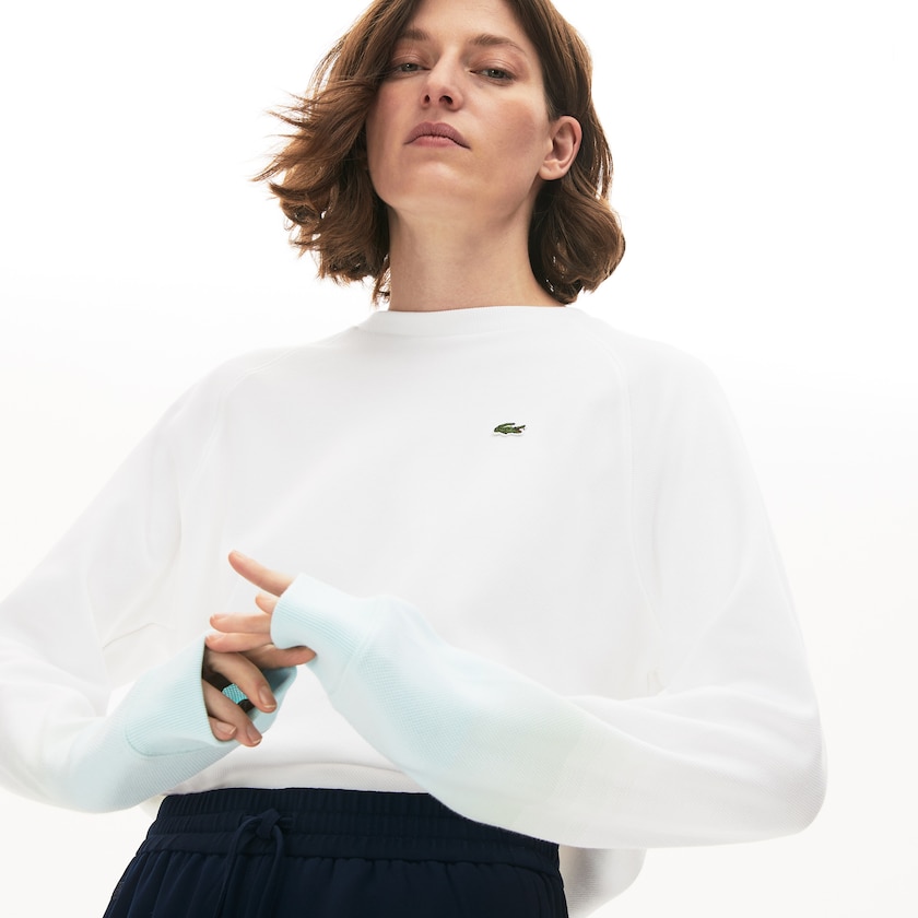 Moletons Turquesa Luz Verdes Branco Feminino Lacoste Made in France Crew Neck Organic Cotton RU5-01200Q5