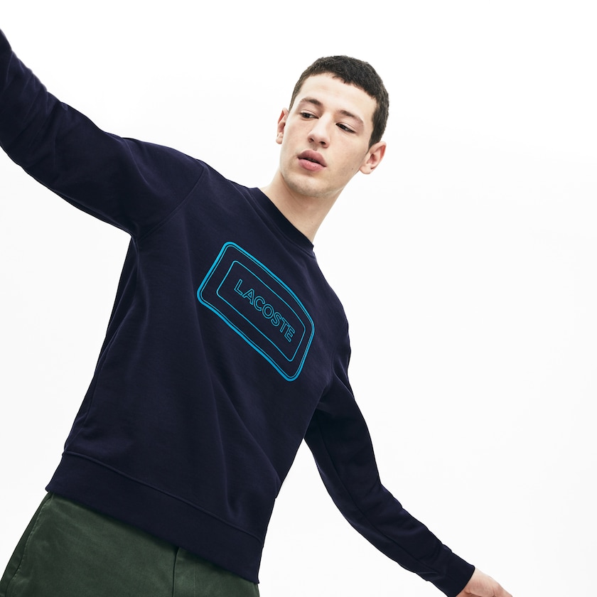 Moletons Azul Marinho Azuis Masculino Lacoste Motion Regular Fit Crew Neck Cotton GC8-59395M5