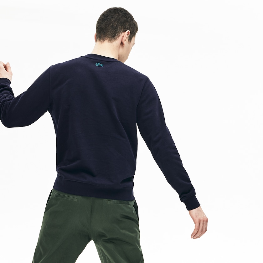 Moletons Azul Marinho Azuis Masculino Lacoste Motion Regular Fit Crew Neck Cotton GC8-59395M5