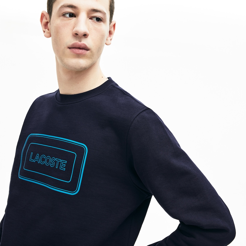 Moletons Azul Marinho Azuis Masculino Lacoste Motion Regular Fit Crew Neck Cotton GC8-59395M5