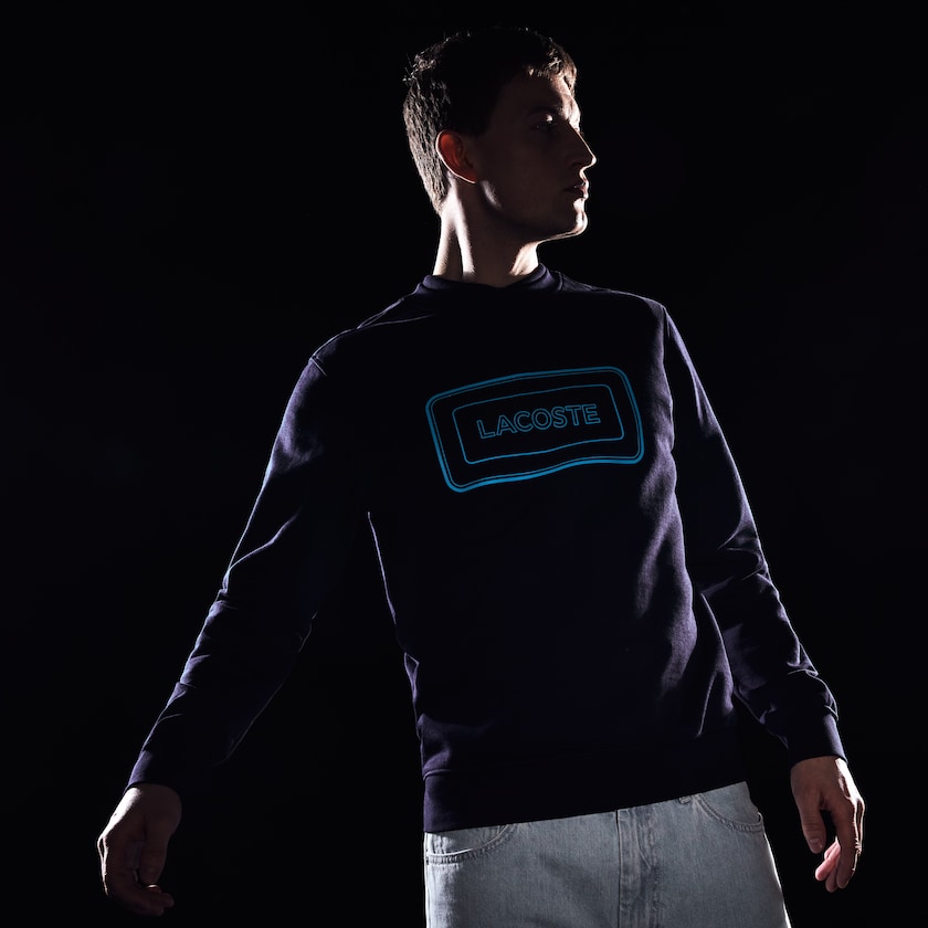 Moletons Azul Marinho Azuis Masculino Lacoste Motion Regular Fit Crew Neck Cotton GC8-59395M5