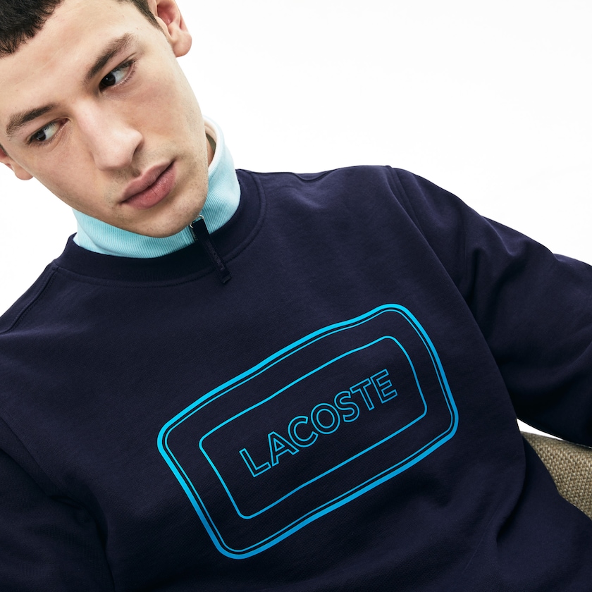 Moletons Azul Marinho Azuis Masculino Lacoste Motion Regular Fit Crew Neck Cotton GC8-59395M5