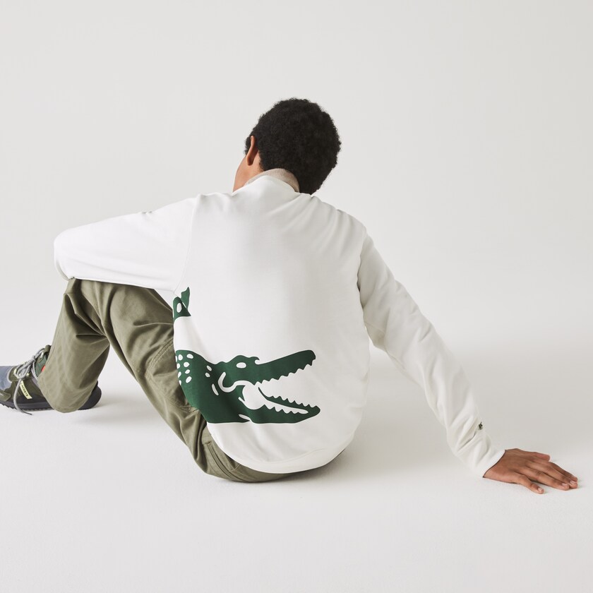 Moletons Branco Masculino Lacoste Oversize Croc Crew Neck Cotton SA8-44134D2