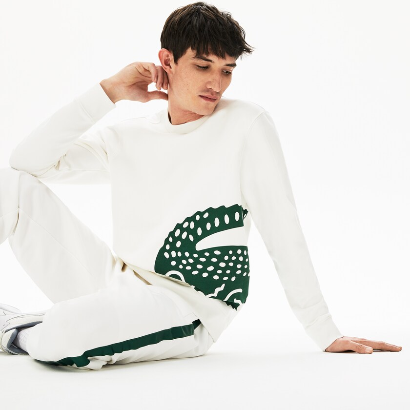 Moletons Branco Masculino Lacoste Oversize Croc Crew Neck Cotton SA8-44134D2