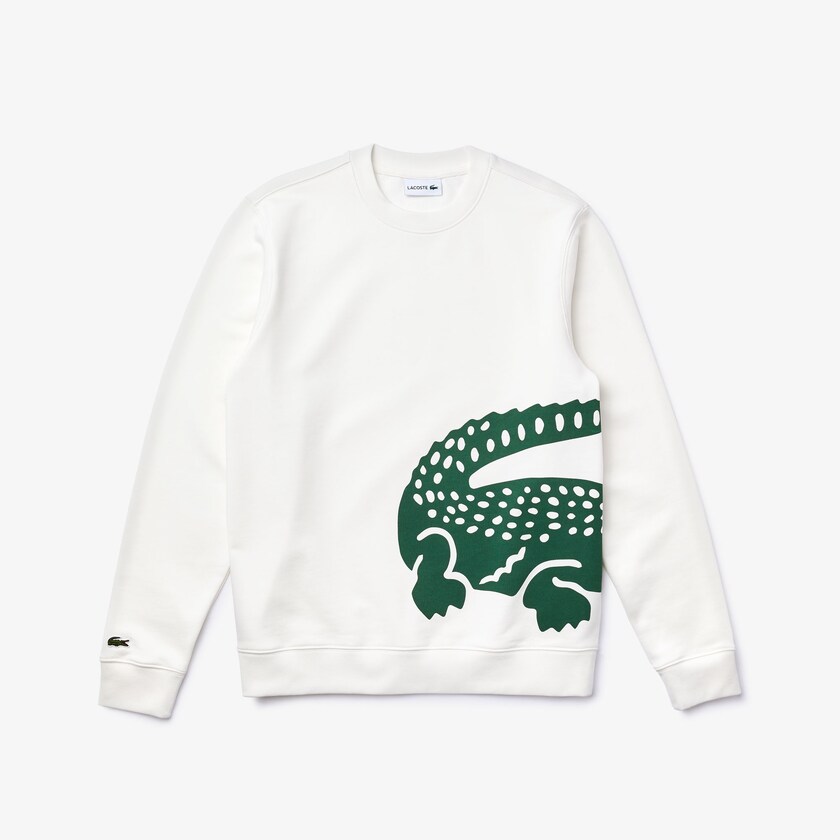 Moletons Branco Masculino Lacoste Oversize Croc Crew Neck Cotton SA8-44134D2
