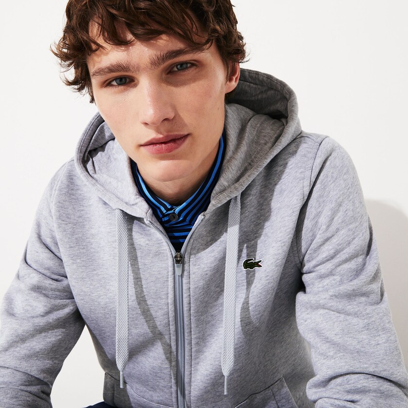 Moletons Cinzentas Masculino Lacoste Presidents Cup Hooded Back-Printed Fleece Zip Golf SH2-00690M9