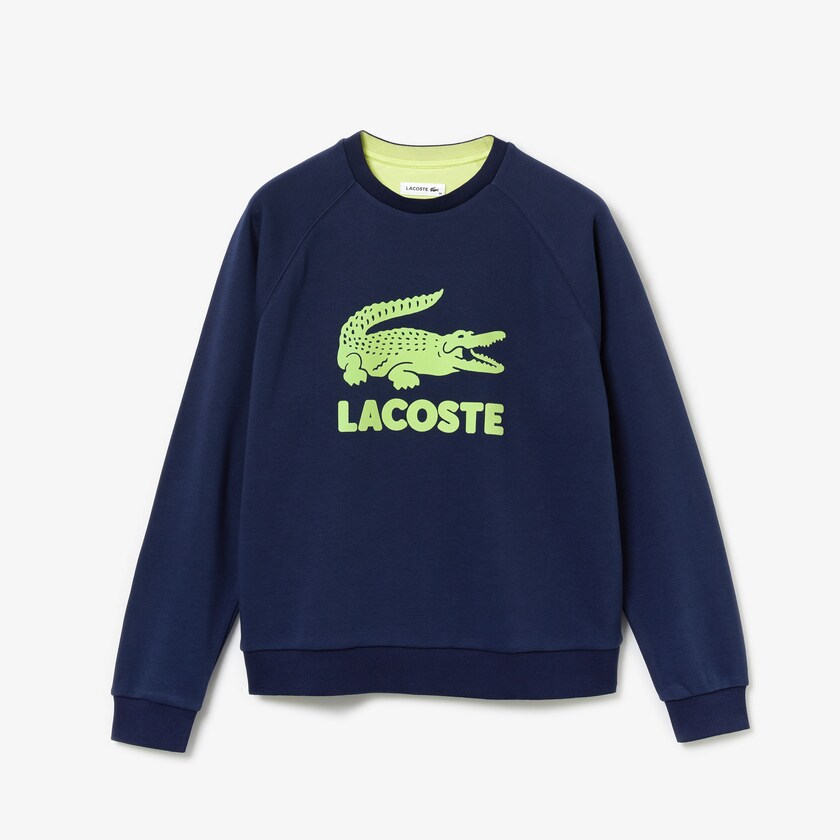 Moletons Azul Marinho Azuis Amarelas Feminino Lacoste Printed Fleece XQ9-73837X4