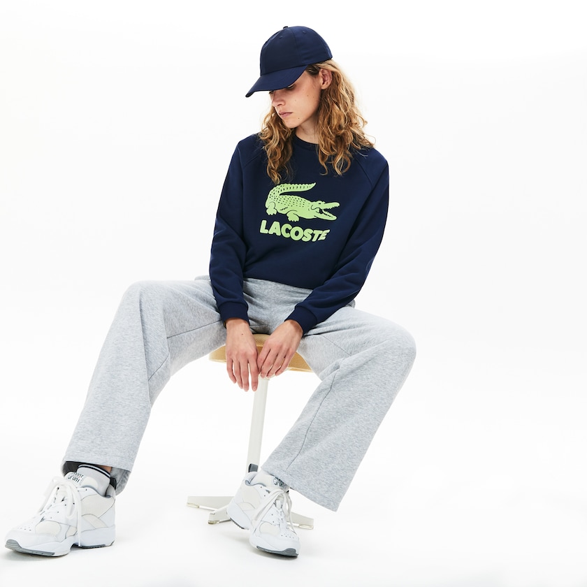 Moletons Azul Marinho Azuis Amarelas Feminino Lacoste Printed Fleece XQ9-73837X4
