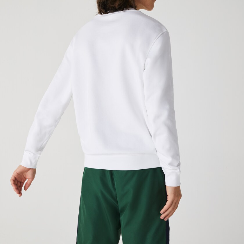 Moletons Branco Masculino Lacoste Printed Logo Fleece Crew Neck NB0-44924R4